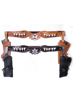 Cuwboy Gürtel mit 2 Tasche 110 cm sort
