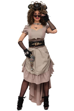 Steampunkkleid Vokuhila taupe (Kleid)