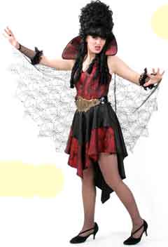 Vampirkleid mit Gürtel + Spinnennetz 36