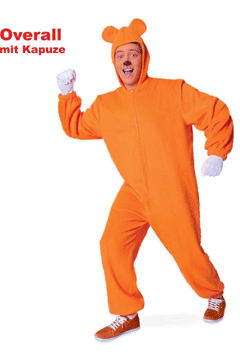Bärli orange M Overall mit Kapuze