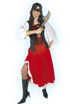 Piratenlady 2-tlg (Oberteil in Blusen-/Miederoptik + Rock)