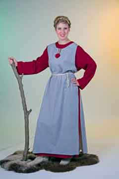 Wikingerin Kleid mit Überwurf Kordel M