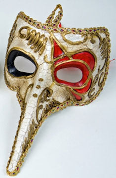 Pantalone: Schnabelmaske gold/rot