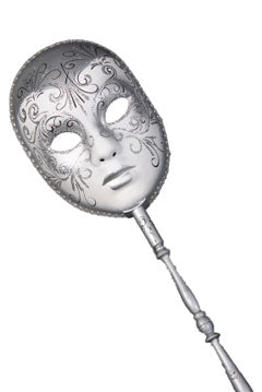 Stabmaske Pappmaché-Maske silber