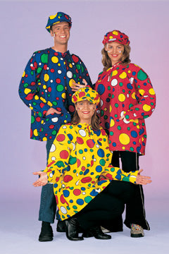 Clown-Hemd Pünktchen rot/gelb/blau 3 versch Farb