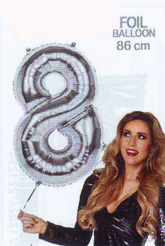 Folienballon 8 silber 86 cm