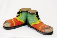 Clownschuhe mit offene Zehe rot/gelb/grün