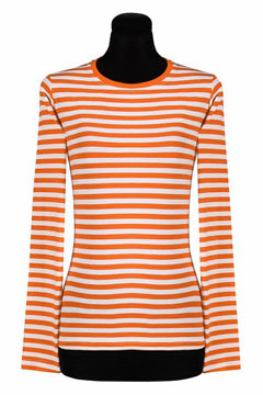 Ringelpulli Langarm Damen orange/weiß XS S M L XL XXL XXXL XXXXL