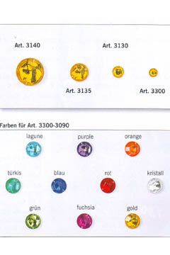 Aufnäh-Steine 13 mm 12 verschiedene Farben