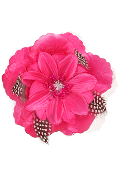 Ansteckblume,pink m Federn (m Anstecknadel,Haargummi,Klemme)