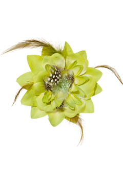 Ansteckblume,grün m Federn (m Anstecknadel,Haargummi,Klemme)