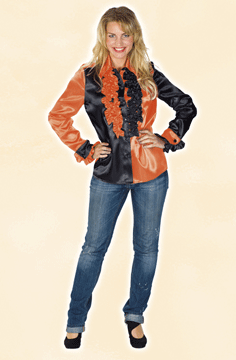 Bluse Damen orange/schwarz