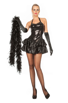 Paillettenkleid mit Satinrock schwarz