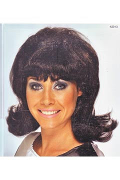 60er Jahre Flick-Up Perücke schwarz kurzer Bob