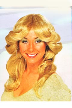 70er Jahre Perücke blond lang wellig + durchgestuft