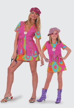 Flower Power Kleid pink/grün