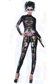 Calavera-Katze (bedruckter Bodyduit) XS