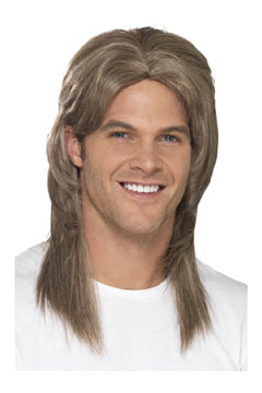 Deluxe Mullet Perücke braun Hitzebeständig