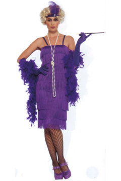 Chaleston Kostüm Lila (mit langem Kleid/Kopfschmuck+Handschuh) S
