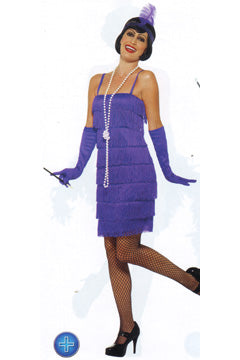 Chaleston Kostüm lila (mit kurzem Kleid/Kopfschmuck+Handschuh) S