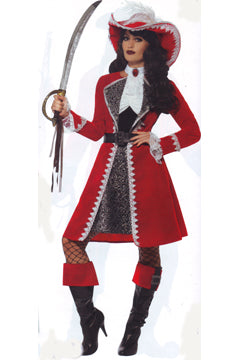 Lady Kapitän Costume deluxe Rot L – Kleid