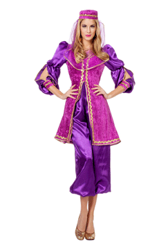 Orientalerin lila Oberteil/Hose/Hut