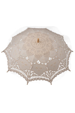 Schirm Häkelspitze beige (mit Bambus-Stab)