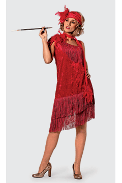 Charleston rot Kleid/Stirnband 36