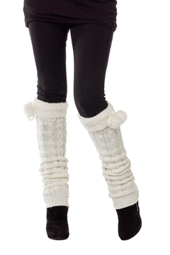 Beinstulpen mit Pom-pom weiß
