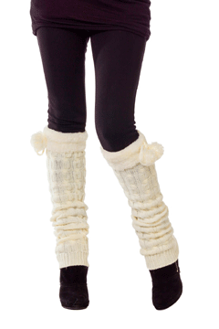 Beinstulpen mit Pom-pom beige