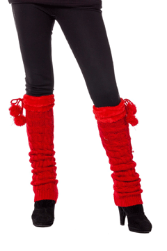Beinstulpen mit Pom-pom rot
