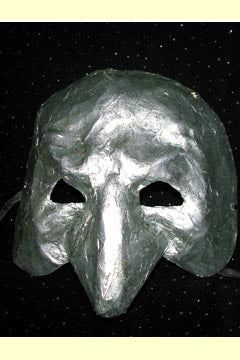Commedia-Maske Dell'Arte aus Pappmaché Silber
