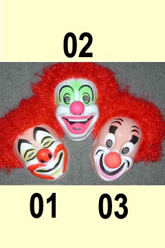 Clownmaske mit Haar 3fach sortiert