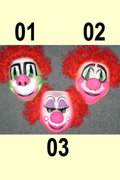 Clownmaske mit Haar Neon sortiert