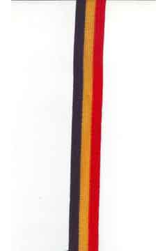 Band für Orden 28mm rot/schwarz/gelb lfm