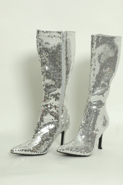 High-Heel - Stiefel Pailletten silber 37,5 - 41,5