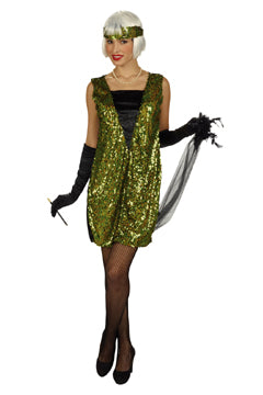 Charleston Kleid Holo-Pailletten m Stirnband 2tlig