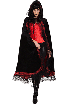 Cape schwarz-rot m Spitze unisize