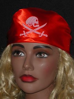 Piraten-Tuch mit Totenkopf rot f Kinder