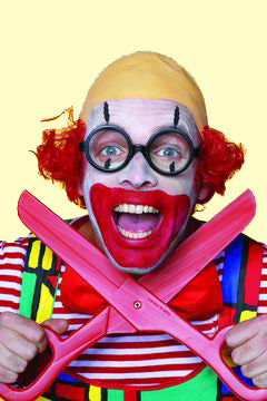 Clown-Glatze rot