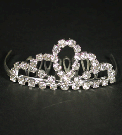 Diadem klein silber mit Strass-Steinen Hochwertig