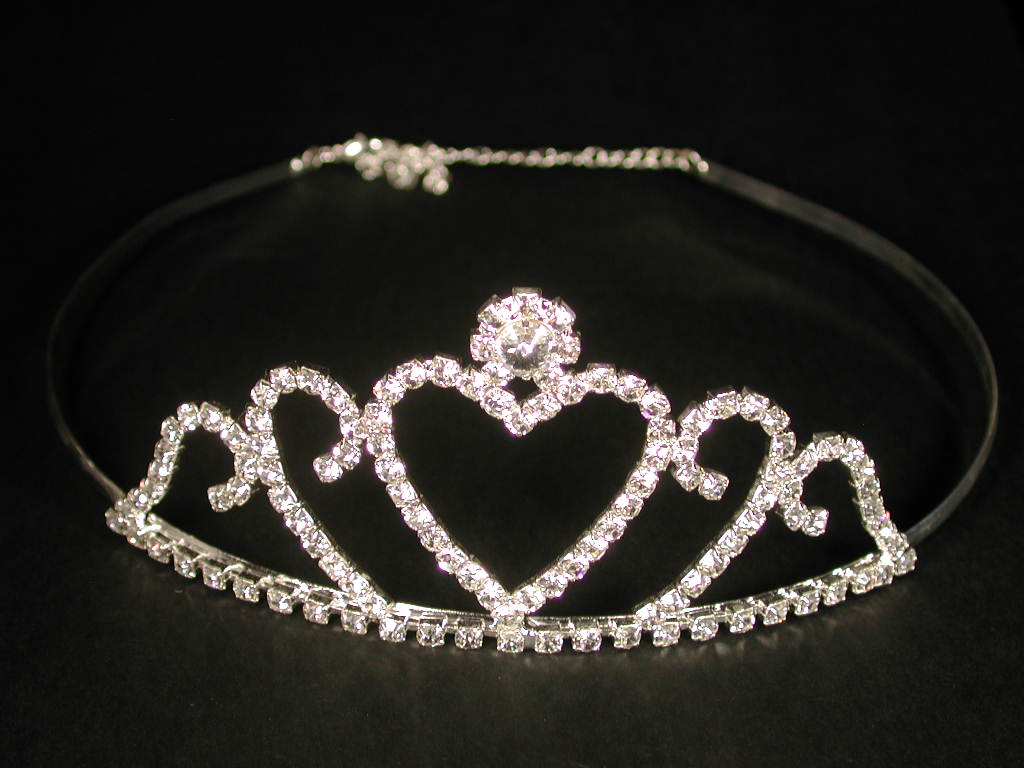 Diadem groß silber mit Strass-Steinen Hochwertig