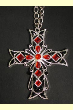 Kreuz mit roten Steinen Silber