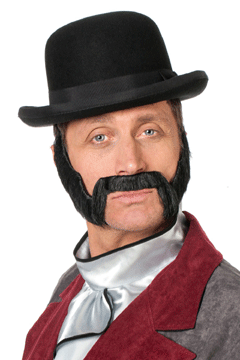 Bart und Schnurrbart schwarz glatt