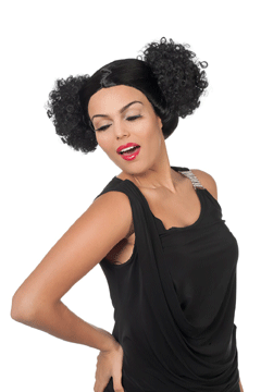 Afro mit 2 Zöpfe schwarz