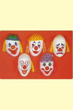 Clown Masken mit Haar 5 verschiedene