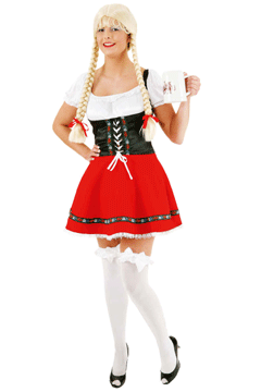 Sexy Dirndl rot/schwarz 36 – Perücke