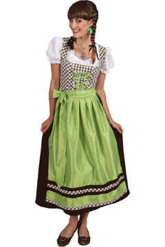 Dirndl Roserl,braun-grün (Kleid,Bluse,Schürze) 42