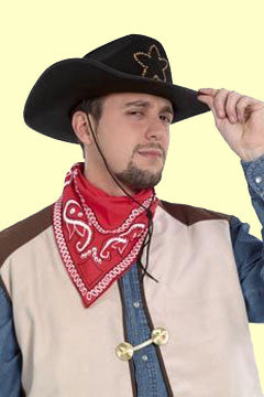 Cowboyhut mit Stern aus Leuchtfaseoptik schwarz